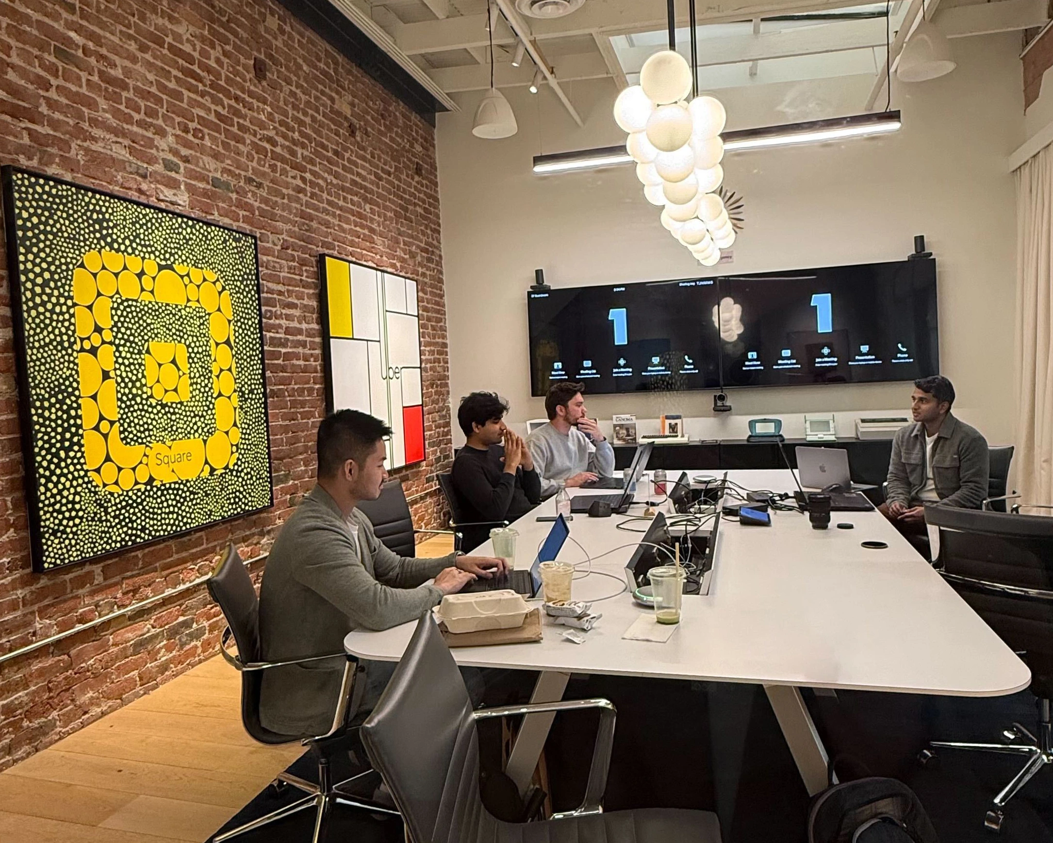 The team working together in the office